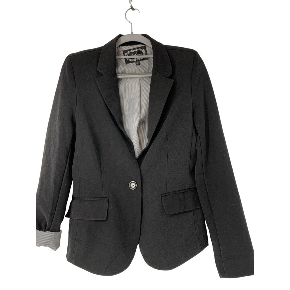Ambiance Gray Career Jacket Blazer Womens S Cuffable Sleeve